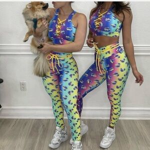 Colombian 🔥 brazilian Hearts crop top sports bra gym active sexy multicolor